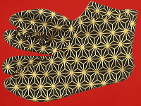 和柄足袋　義若オリジナル　金彩麻の葉　黒金